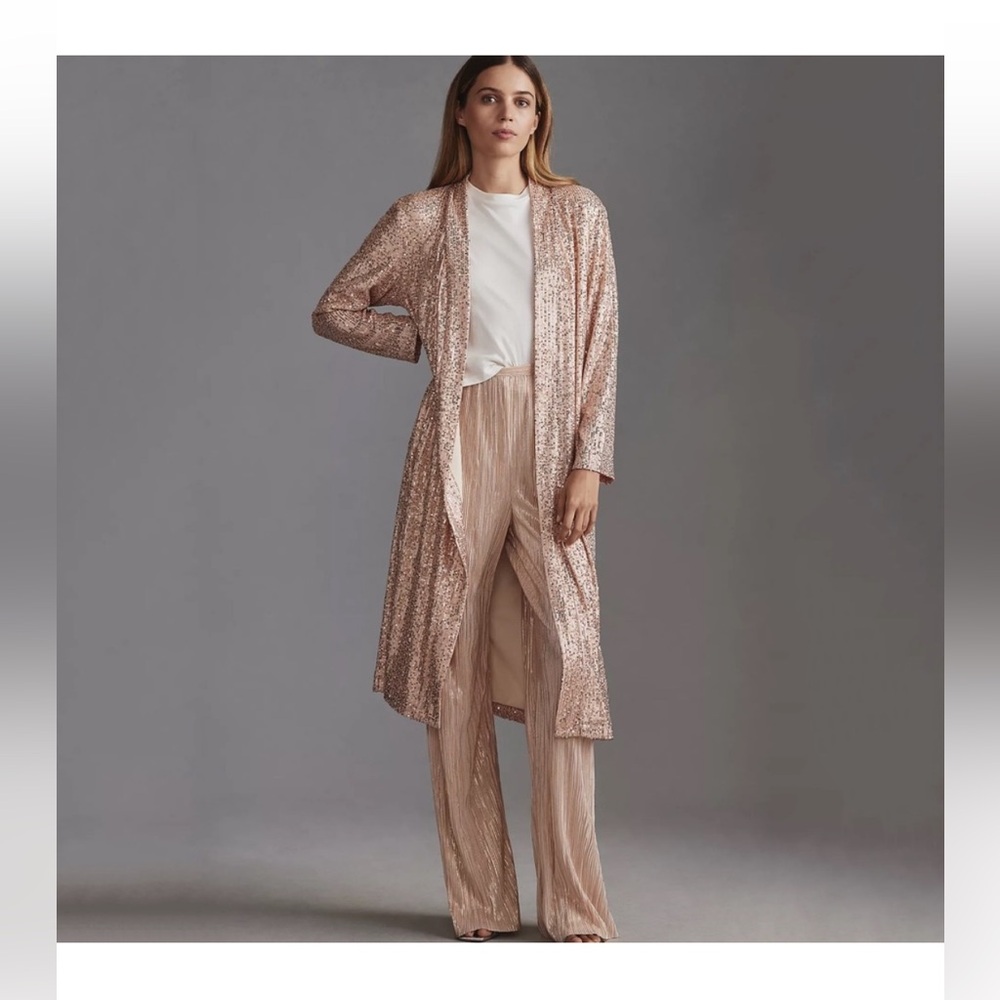 Anthropologie Mare Mare Sequin Duster robe coat jacket cardigan